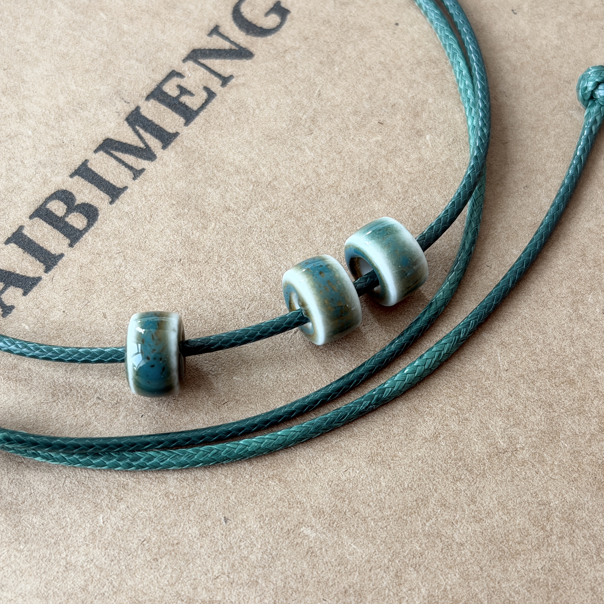 Women's Minimalist Green Ceramic Geometric Pendant Necklace